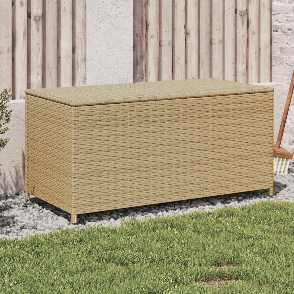 vidaXL opbevaringsboks til haven 190 l polyrattan beige