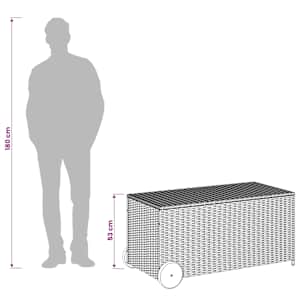 Zahradní úložný box s kolečky černý 190 l polyratan - obrázek 11