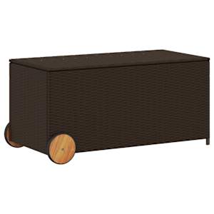 vidaXL ratastega aia hoiukast, pruun, 190 l, pol&uuml;rotang