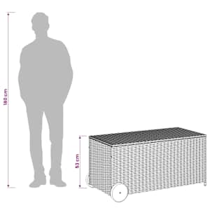 Zahradní úložný box s kolečky hnědý 190 l polyratan - obrázek 11