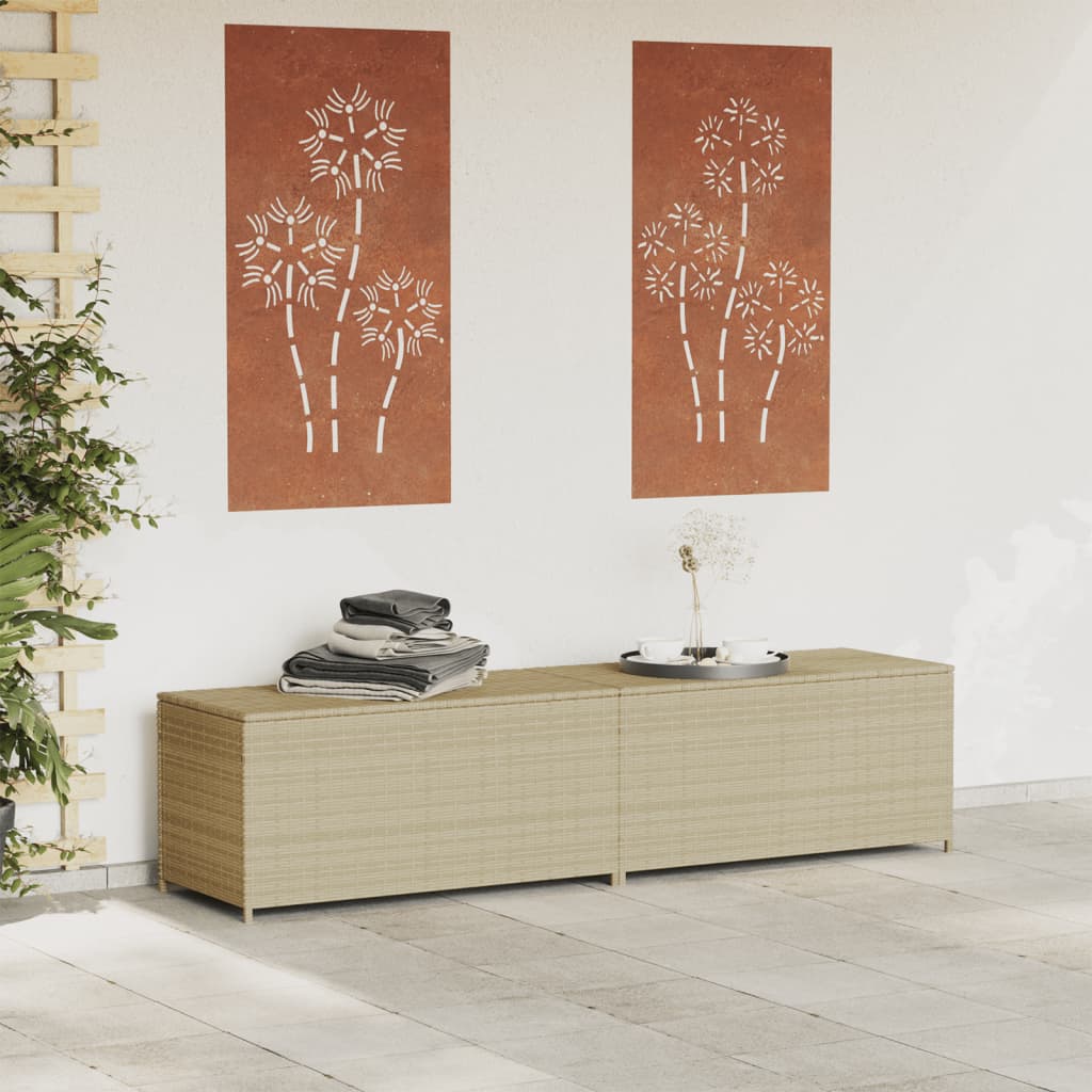 vidaXL Tuinbox met wielen 469 L poly rattan gemengd beige afbeelding