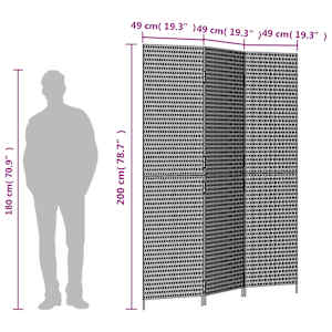 Dělicí stěna 3 panely hnědá polyratan - obrázek 9
