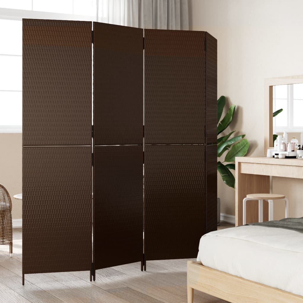 vidaXL Kamerscherm 4 panelen poly rattan bruin afbeelding
