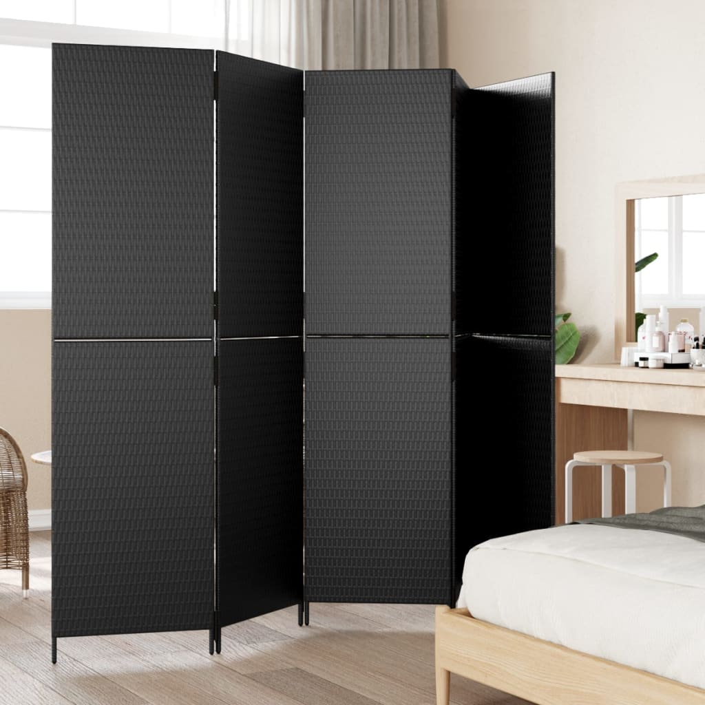 Thumbnail - vidaXL Paravent 5-tlg. Schwarz Poly Rattan
