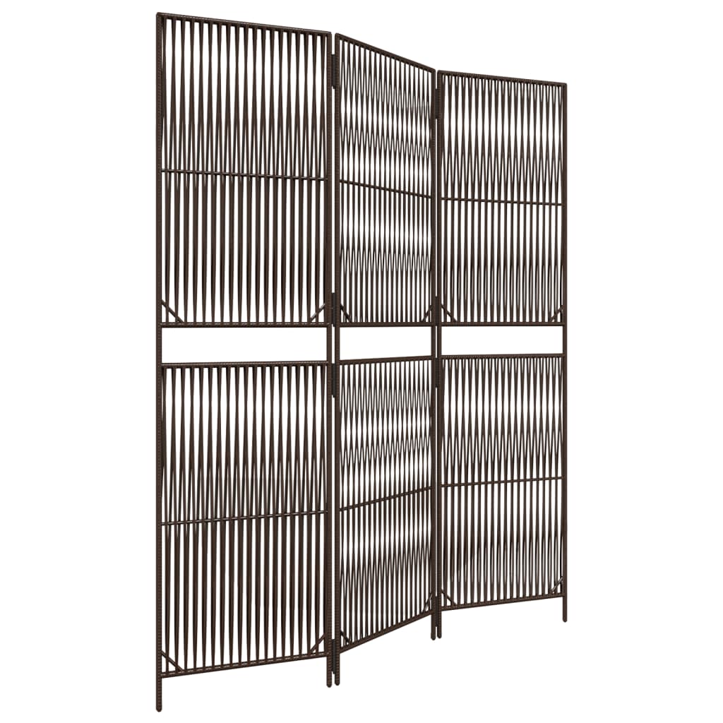 Thumbnail - vidaXL Paravent 3-tlg. Braun Poly Rattan