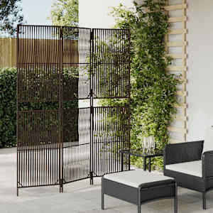 Pregrada za sobo 3 plošče rjav poli ratan