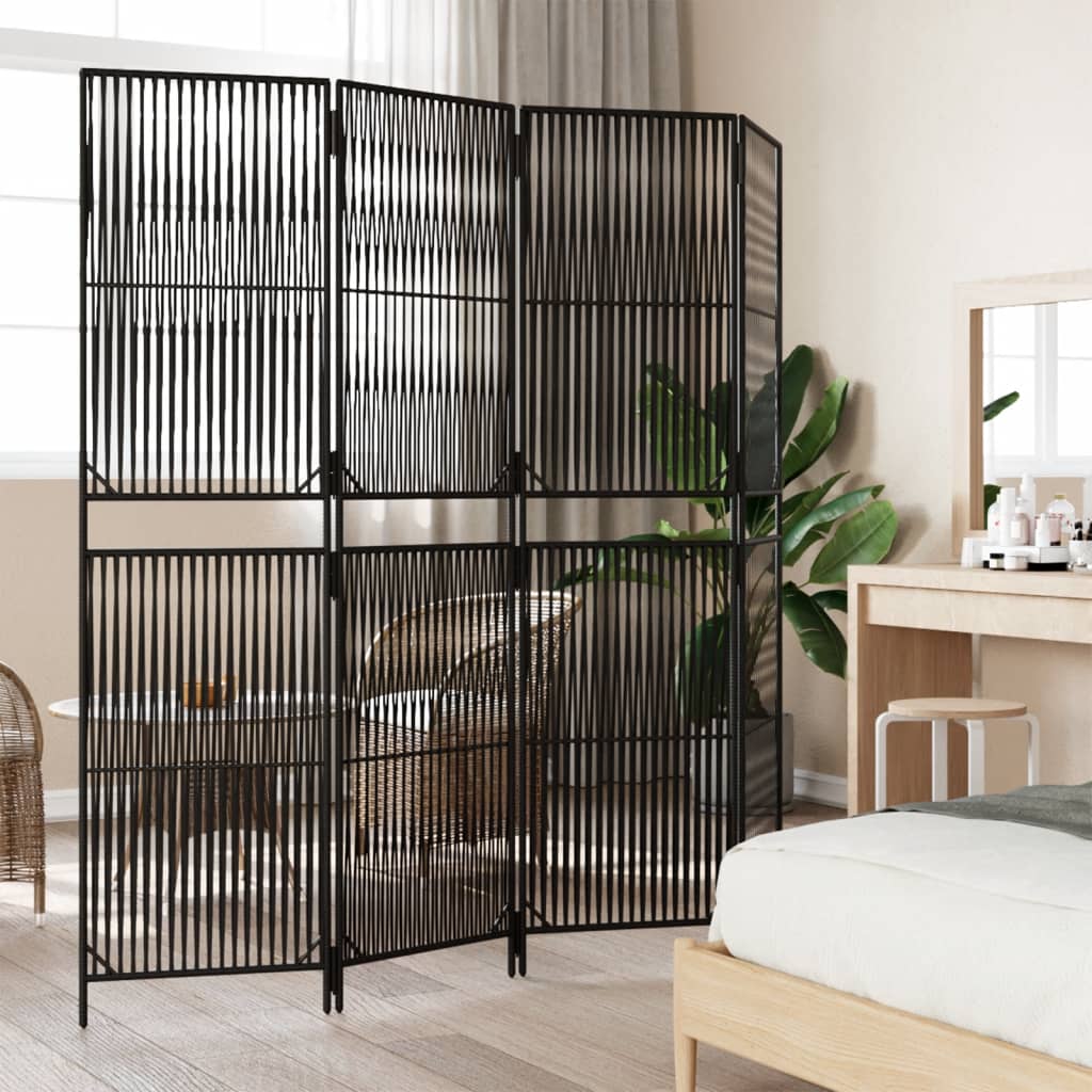 vidaXL fekete 4 paneles polyrattan térelválasztó