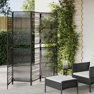 Pregrada za sobo 4 plošče črn poli ratan