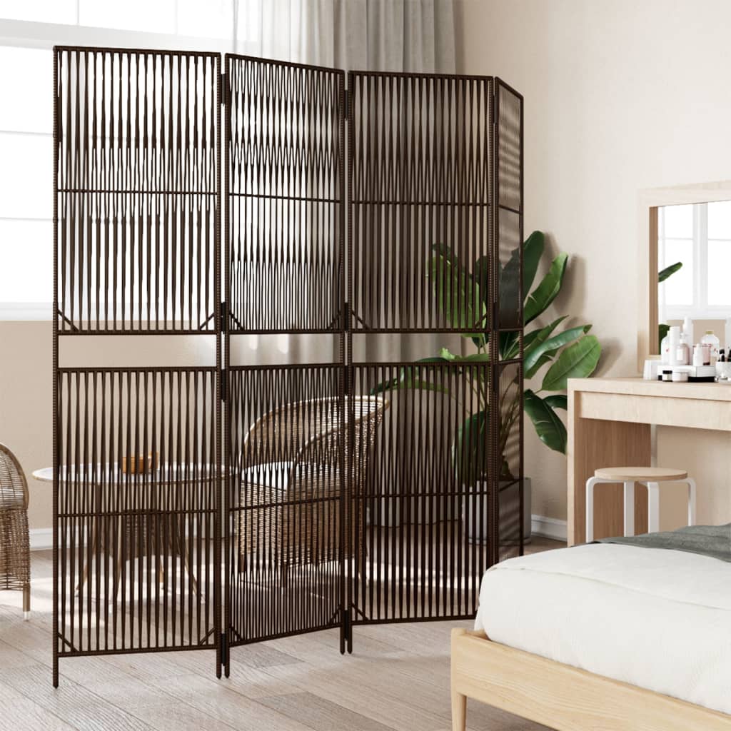 vidaXL barna 4 paneles polyrattan térelválasztó