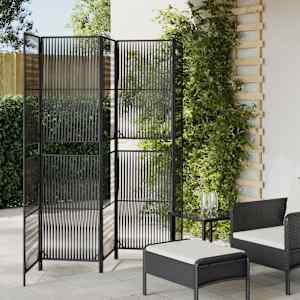 Pregrada za sobo 5 plošč črn poli ratan