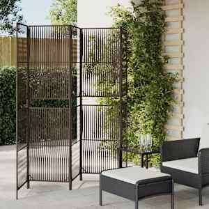 Pregrada za sobo 5 plošč rjav poli ratan