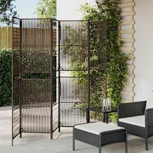 Pregrada za sobo 6 plošč rjav poli ratan