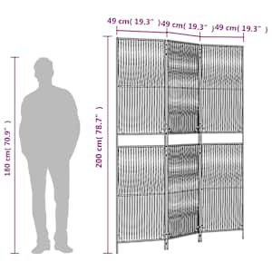 Dělicí stěna 3 panely černá polyratan - obrázek 9