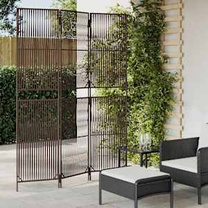 Pregrada za sobo 3 plošče rjav poli ratan