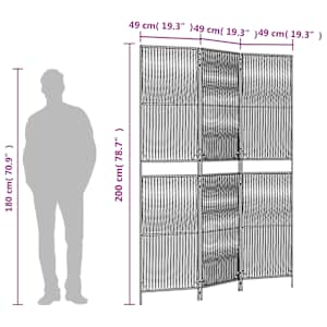Dělicí stěna 3 panely šedá polyratan - obrázek 9