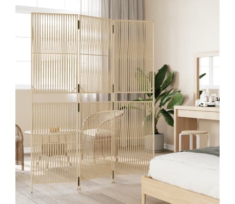 vidaXL Separator de cameră cu 3 panouri, bej, poliratan