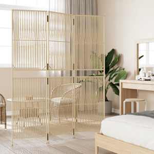 vidaXL Separator de cameră cu 3 panouri, bej, poliratan