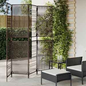 Pregrada za sobo 4 plošče rjav poli ratan