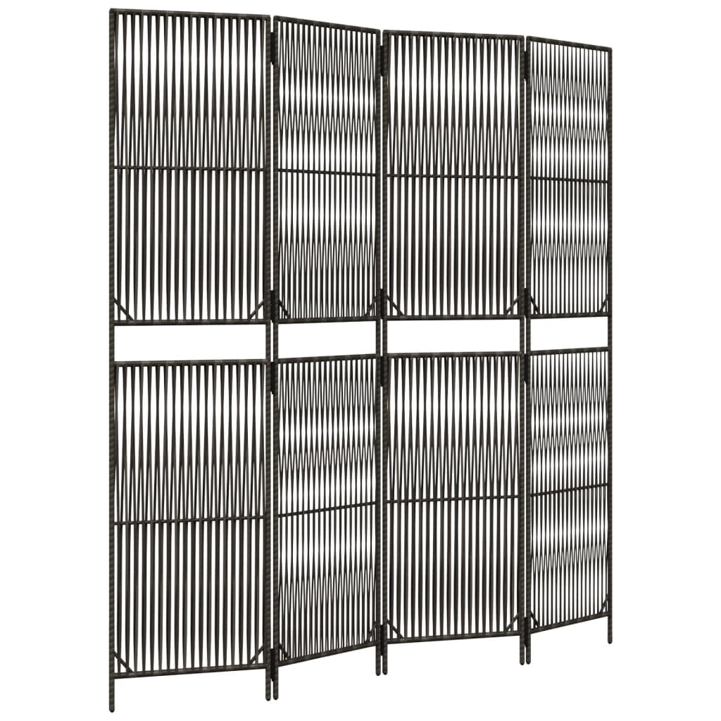 vidaXL Room Divider 4 Panels Gray Poly Rattan-image-8721012244368