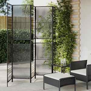 Pregrada za sobo 5 plošč črn poli ratan