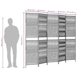 Dělicí stěna 5 panelů hnědá polyratan - obrázek 9