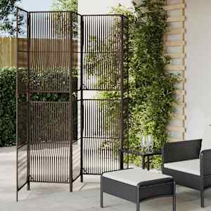 Pregrada za sobo 5 plošč rjav poli ratan