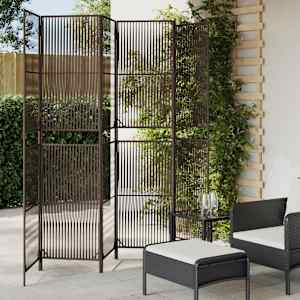 Pregrada za sobo 6 plošč rjav poli ratan