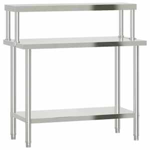 vidaXL k&ouml;&ouml;gi t&ouml;&ouml;laud riiuliga, 110 x 55 x 120 cm, roostevaba teras