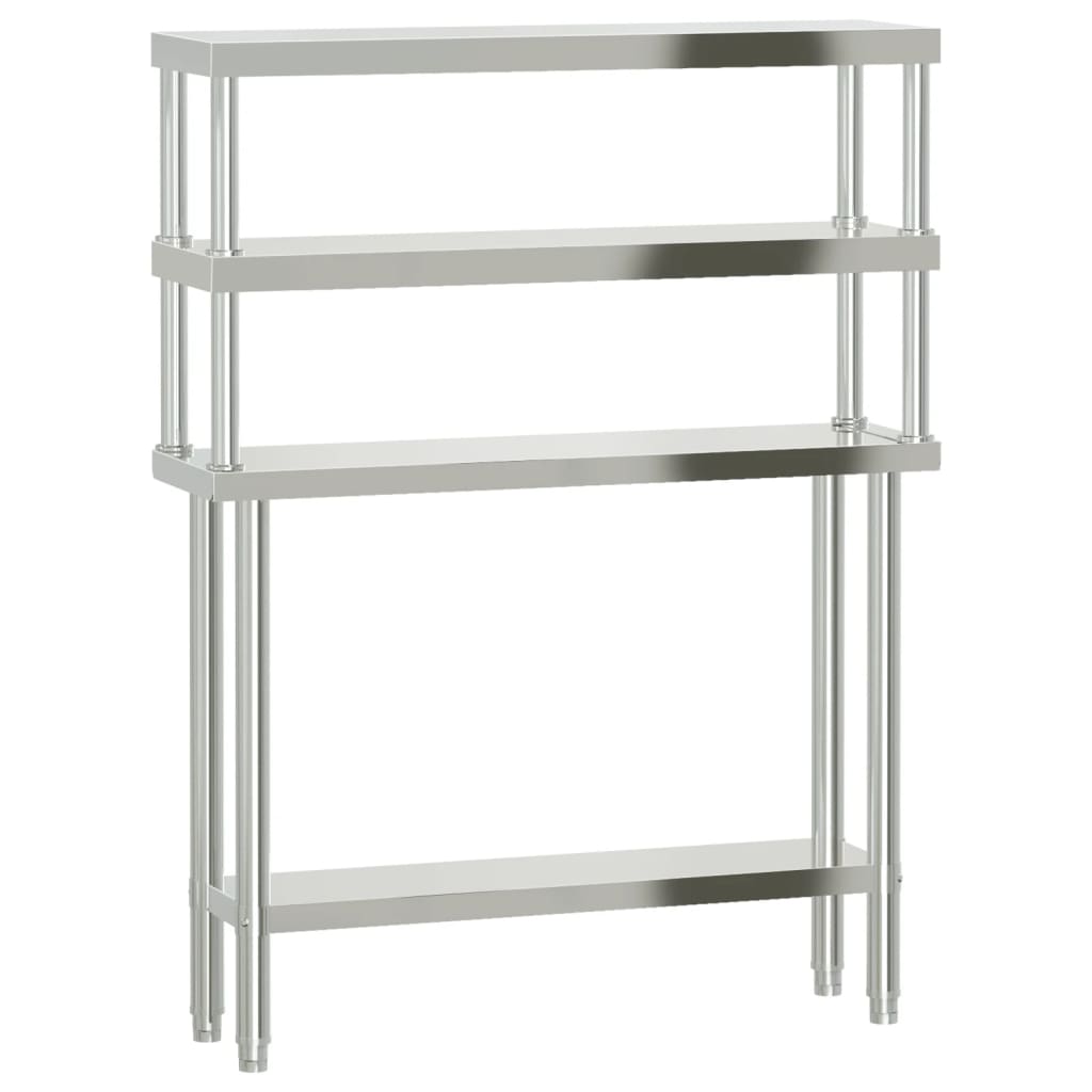 vidaXL Kuchyňský pracovní stůl s horní policí 110 x 30 x 150 cm nerez