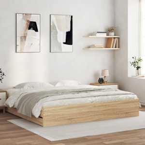 Rám postele se zásuvkami dub sonoma 200x200 cm kompozitní dřevo - obrázek 1