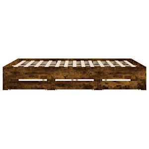 Rám postele se zásuvkami kouřový dub 200 x 200 cm kompozit - obrázek 7