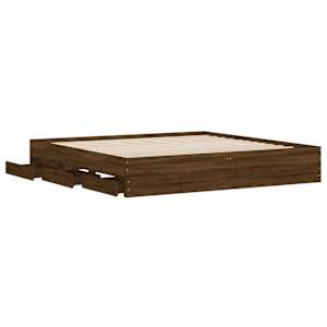 Rám postele se zásuvkami hnědý dub 200x200 cm kompozitní dřevo - obrázek 5