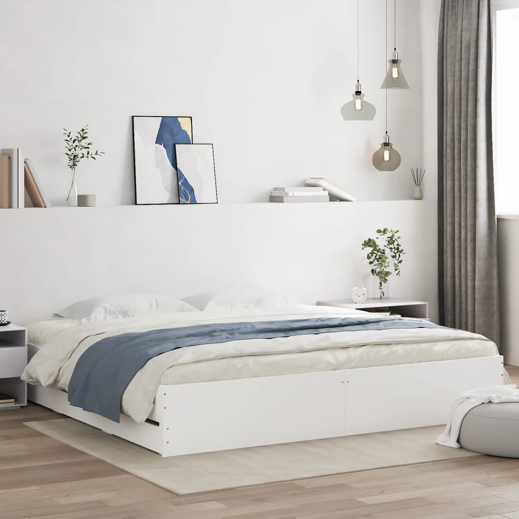 Rám postele se zásuvkami bílý 180 x 200 cm kompozitní dřevo