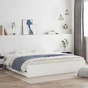 Posteljni okvir s predali bel 180x200 cm inženirski les