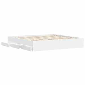 Rám postele se zásuvkami bílý 160 x 200 cm kompozitní dřevo - obrázek 5