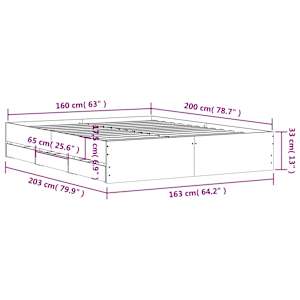 Rám postele se zásuvkami betonově šedý 160 x 200 cm kompozit - obrázek 11