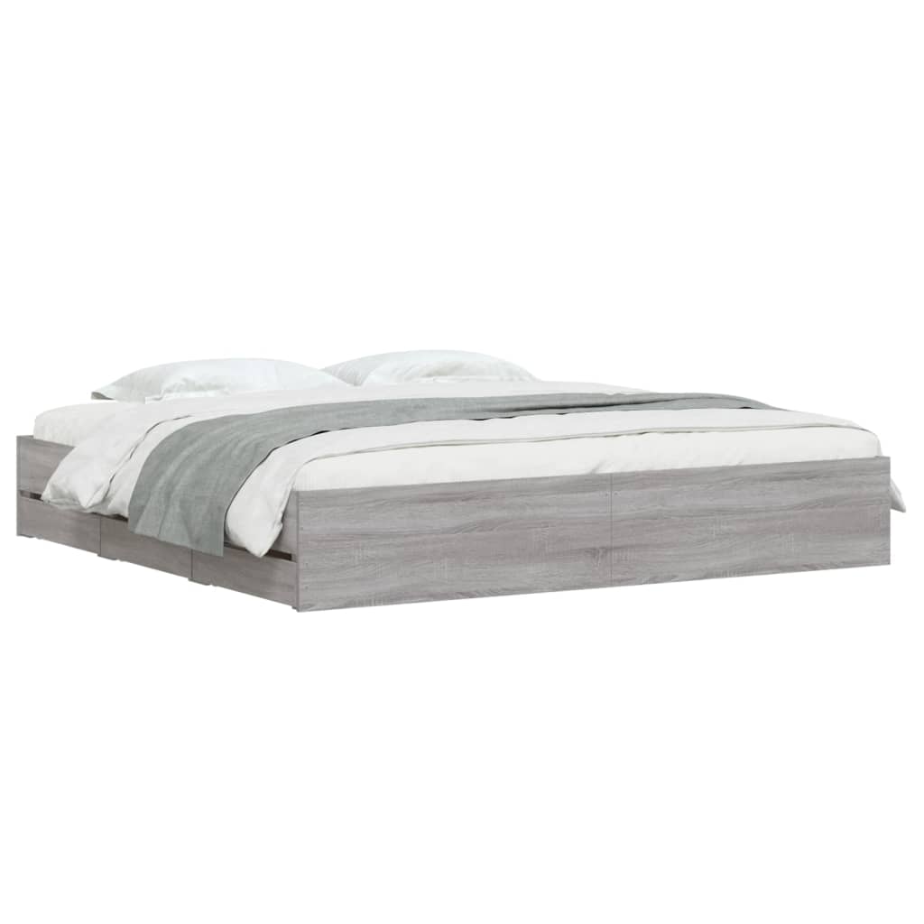 vidaXL Bedframe met lades bewerkt hout grijs sonoma eiken 160x200 cm afbeelding
