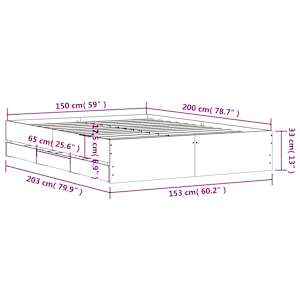 Rám postele se zásuvkami kouřový dub 150 x 200 cm kompozit - obrázek 11