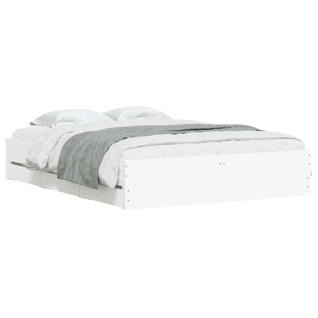 vidaXL Bedframe met lades bewerkt hout wit 140x200 cm afbeelding