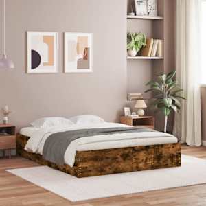 Posteljni okvir s predali dimljen hrast 140x200 cm inž. les