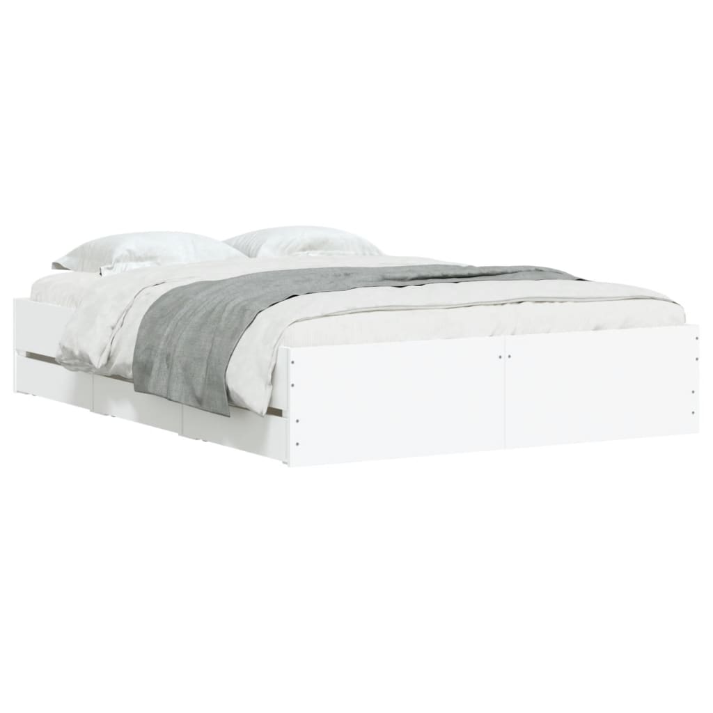 vidaXL Bedframe met lades bewerkt hout wit 120x200 cm afbeelding