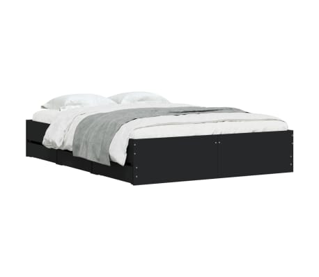 vidaXL Bed Frame with Drawers without Mattress Black 120x200 cm