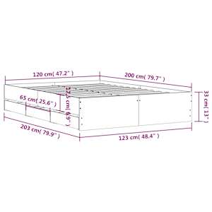 Rám postele se zásuvkami betonově šedý 120 x 200 cm kompozit - obrázek 11