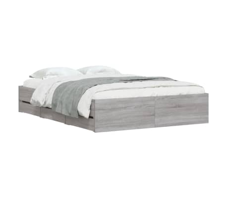 vidaXL Estrutura de cama c/ gavetas derivados madeira cinza sonoma