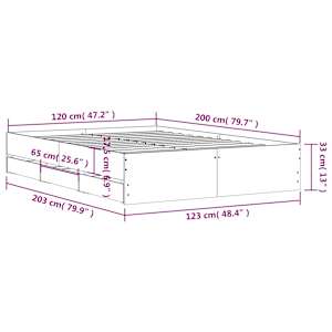 Rám postele se zásuvkami hnědý dub 120x200 cm kompozitní dřevo - obrázek 11