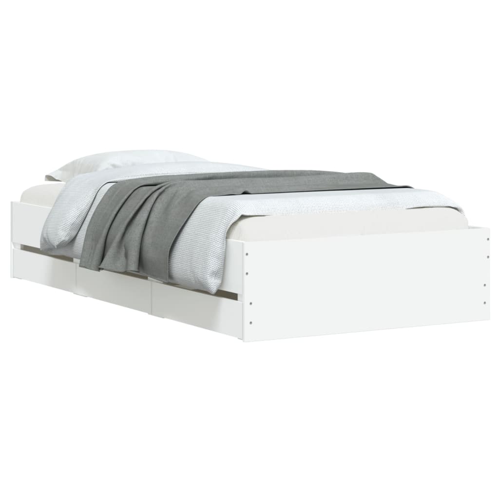 vidaXL Bedframe met lades bewerkt hout wit 100x200 cm afbeelding