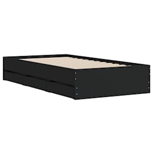 Rám postele se zásuvkami černý 100 x 200 cm kompozitní dřevo - obrázek 4