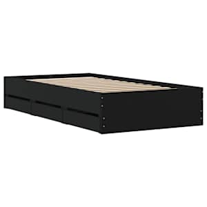 Rám postele se zásuvkami černý 100 x 200 cm kompozitní dřevo - obrázek 8