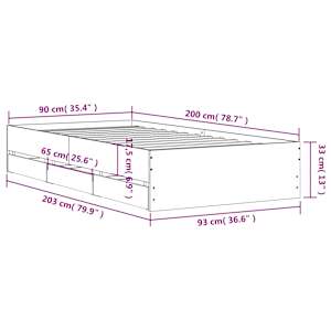 Rám postele se zásuvkami černý 90 x 200 cm kompozitní dřevo - obrázek 11