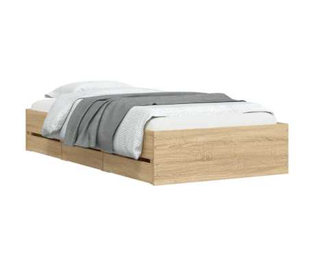 vidaXL Cadre de lit avec tiroirs sans matelas ch&ecirc;ne sonoma 90x200 cm